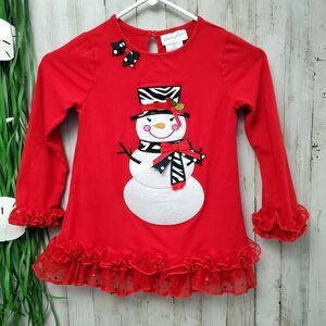Emily Rose Snowman Ruffled Top Red Size 6